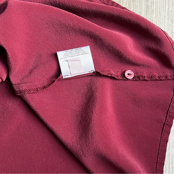 Eileen Fisher Silk Small Burgundy/Maroon Blouse Shirt - Picture 15 of 16